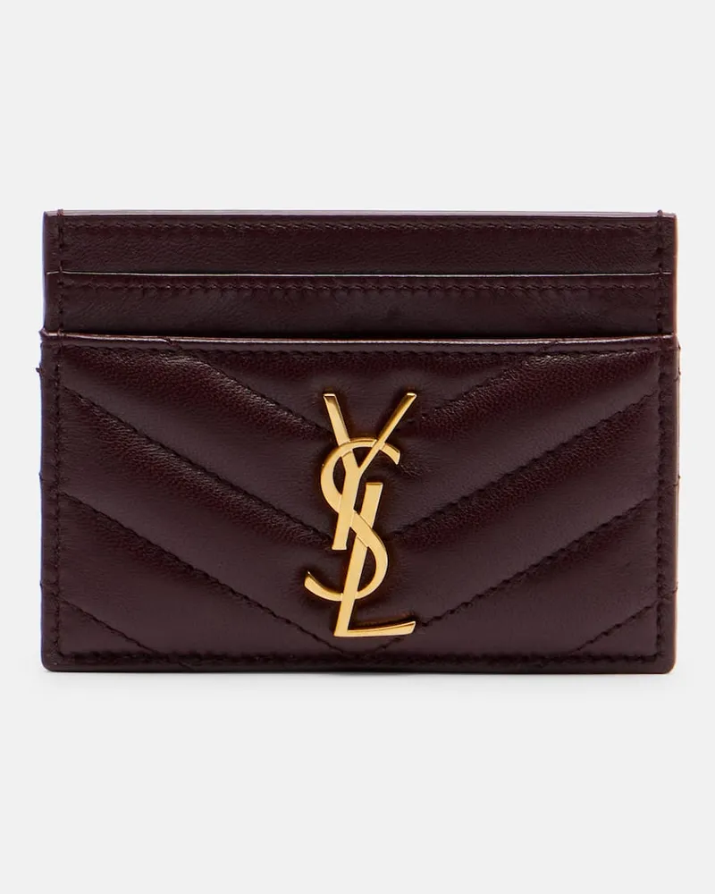 Saint Laurent Kartenetui Cassandre aus Matelassé-Leder Burgund