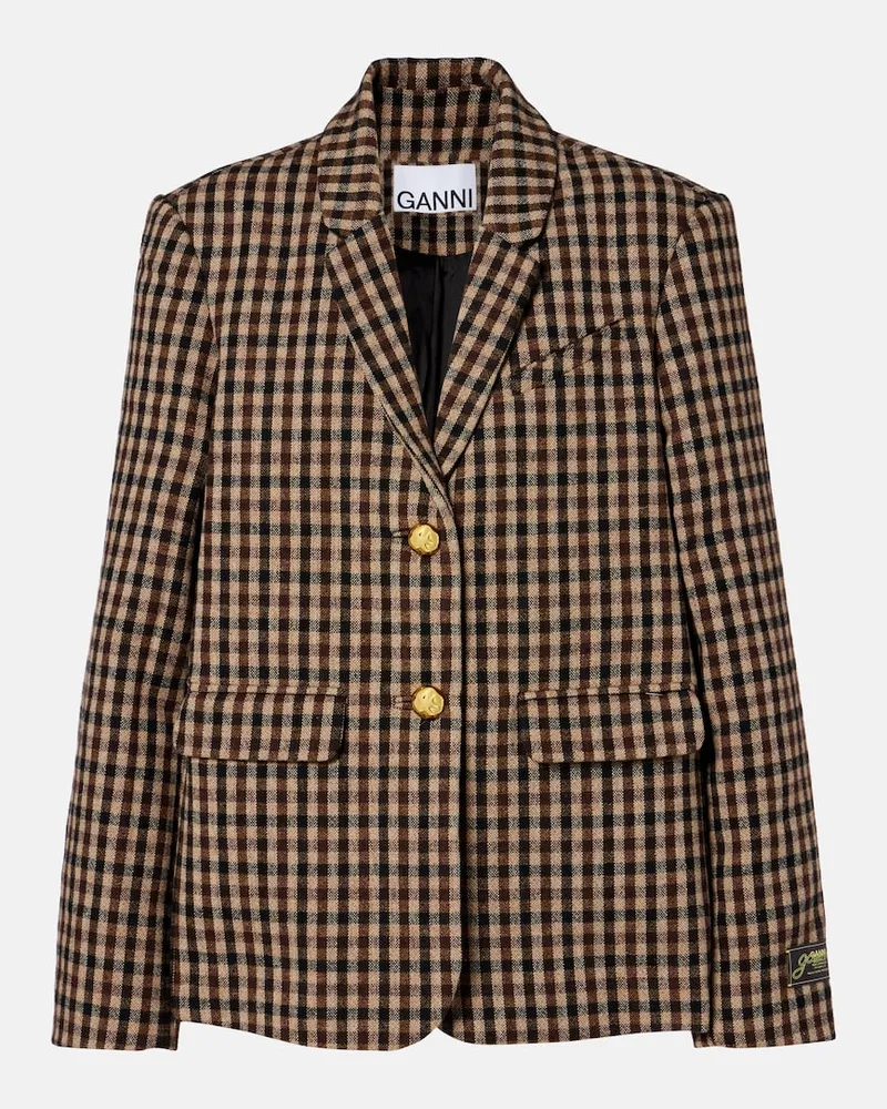 Ganni Karierter Blazer Braun