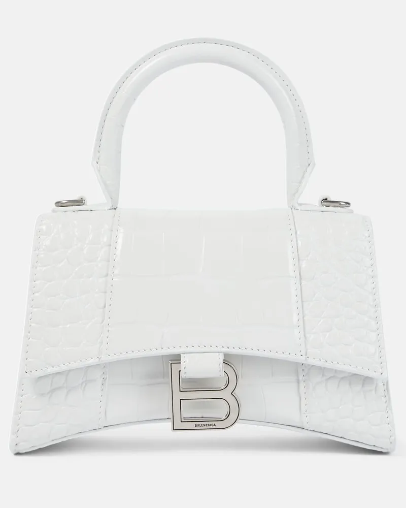 Balenciaga Schultertasche Hourglass XS aus Leder Weiß