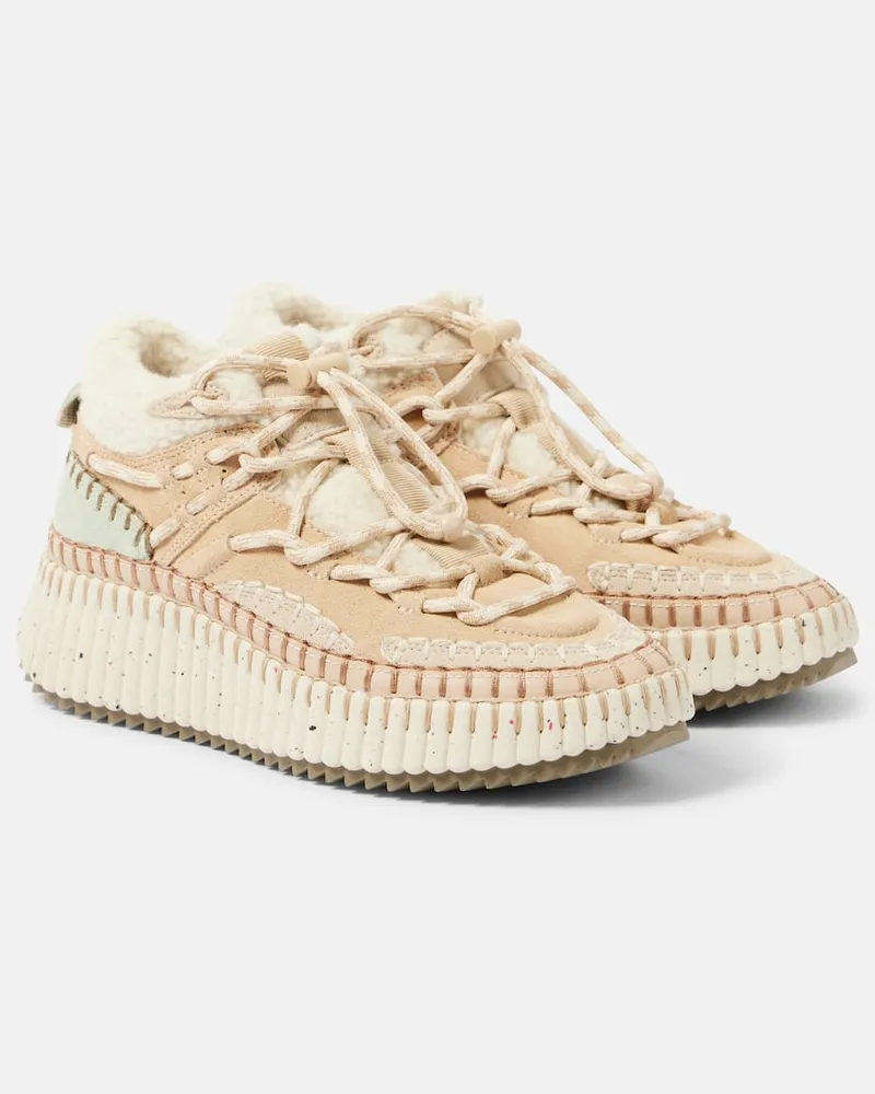 Chloé Chloé Sneakers Nama aus Veloursleder mit Shearling Multicolor