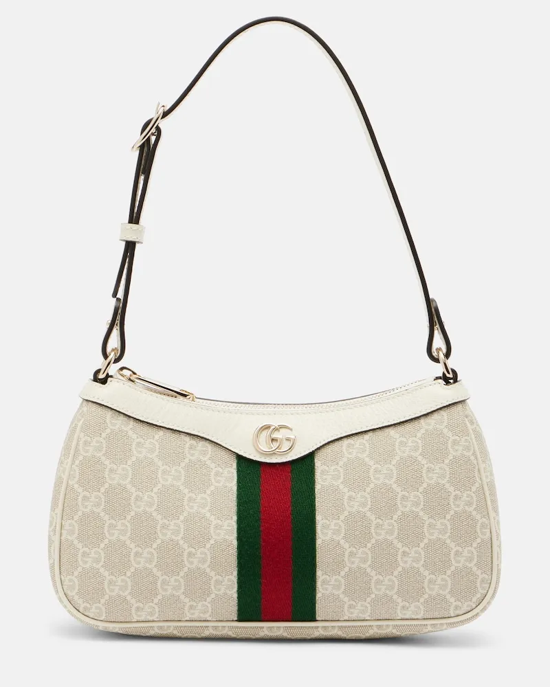 Gucci Schultertasche Ophidia Small aus Leder Beige