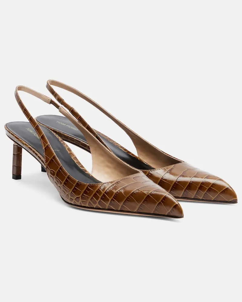 Tom Ford Slingback-Pumps aus Leder Braun
