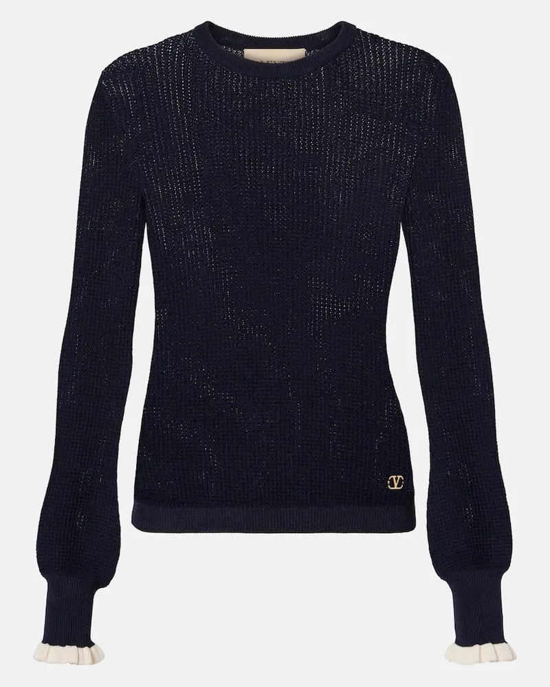 Valentino Garavani Pullover aus einem Baumwollgemisch Blau