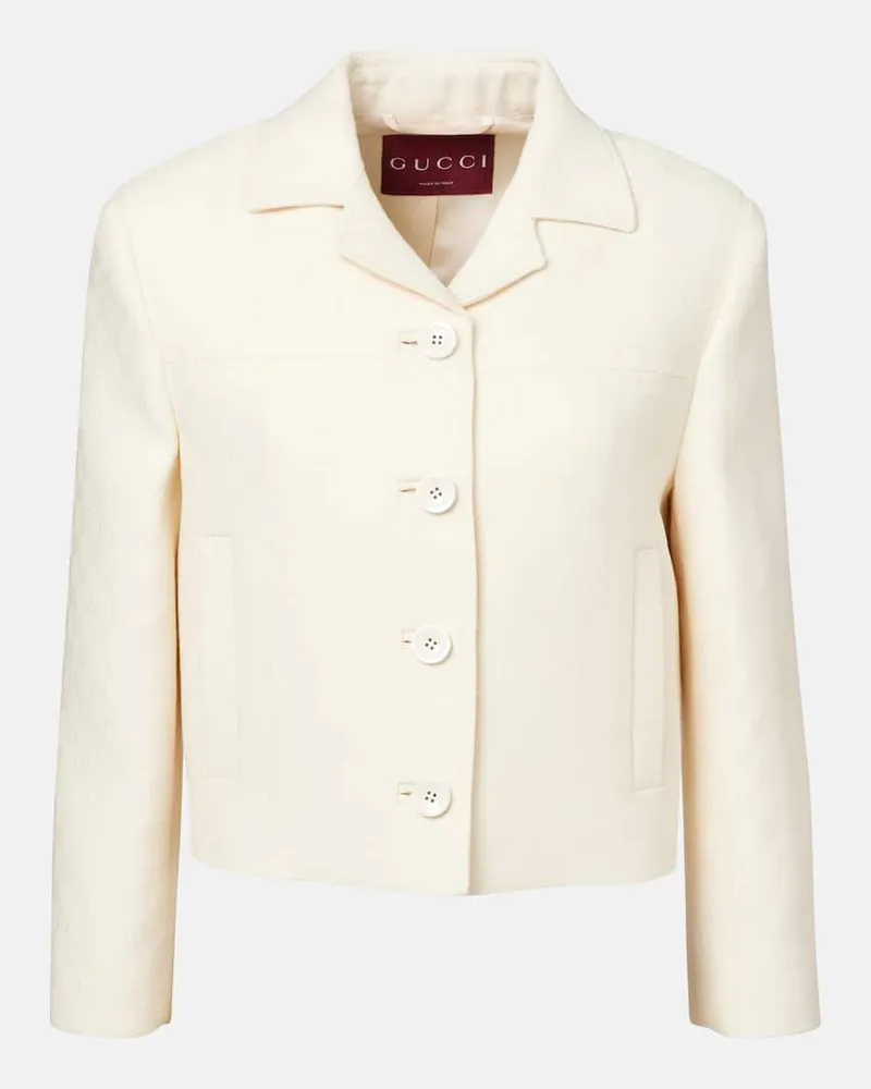 Gucci Jacke GG aus Wolle und Seide Weiß