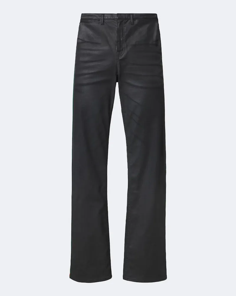 Gucci Beschichtete weite Jeans Web Stripe Schwarz