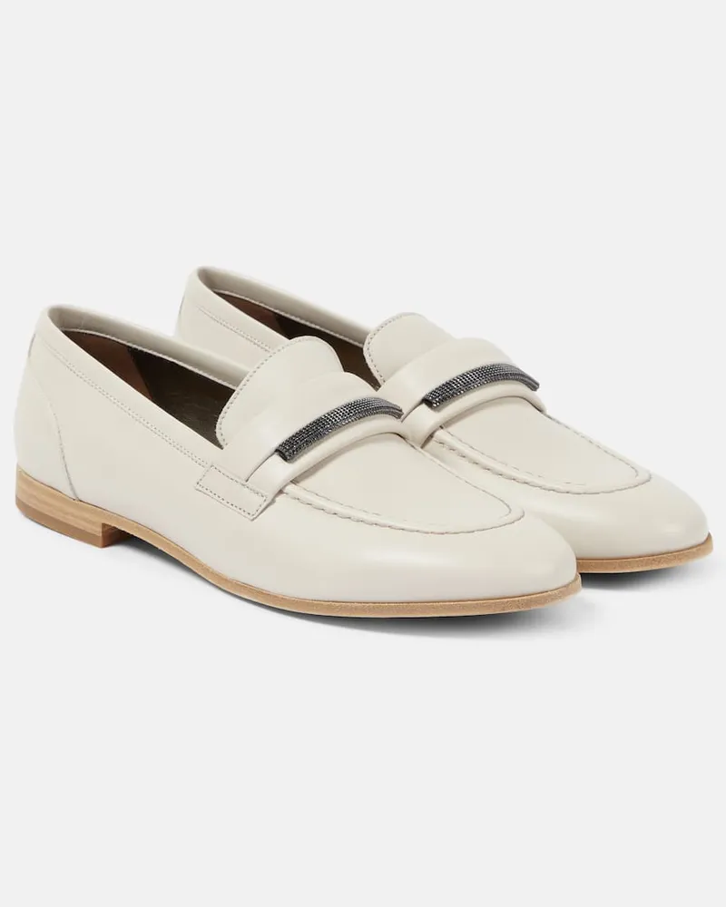Brunello Cucinelli Verzierte Loafers aus Leder Grün