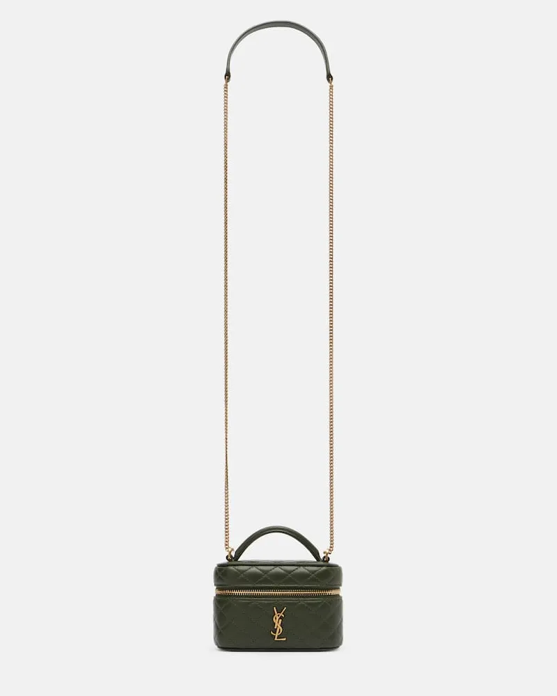 Saint Laurent Schultertasche Gaby Micro aus Leder Grün