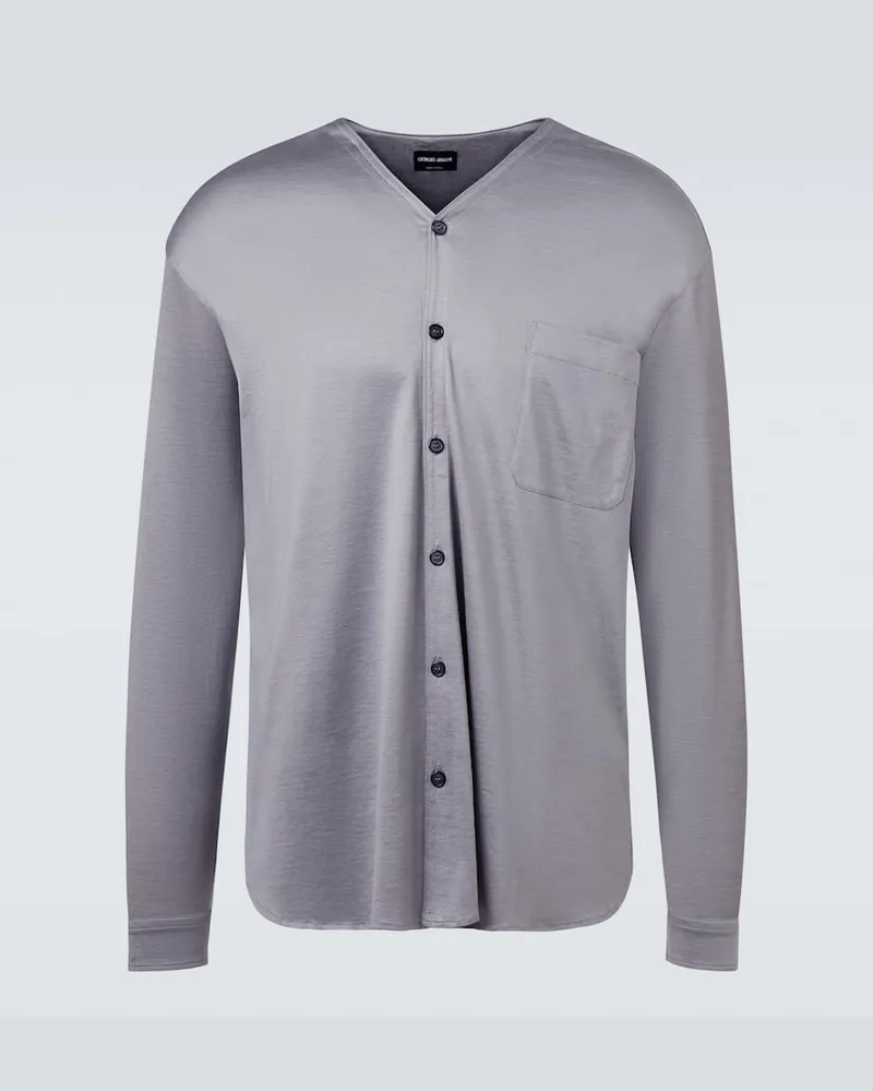 Giorgio Armani Hemd aus Seide und Baumwolle Grau