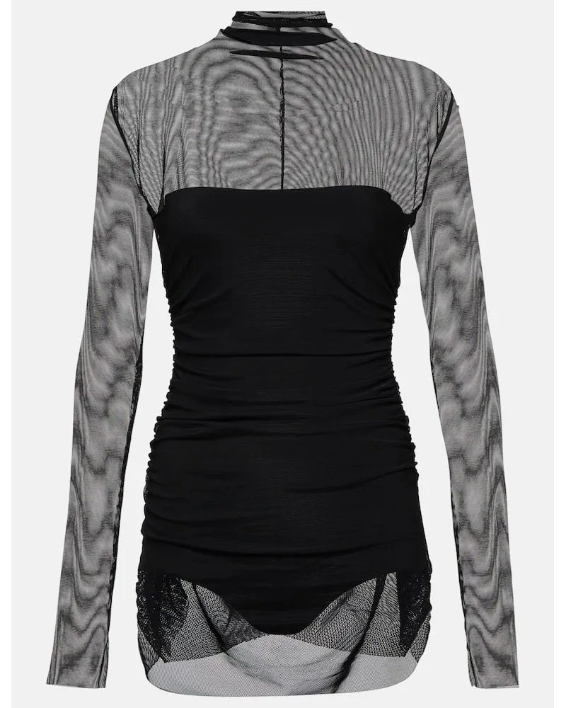 Norma Kamali Minikleid aus Mesh Schwarz