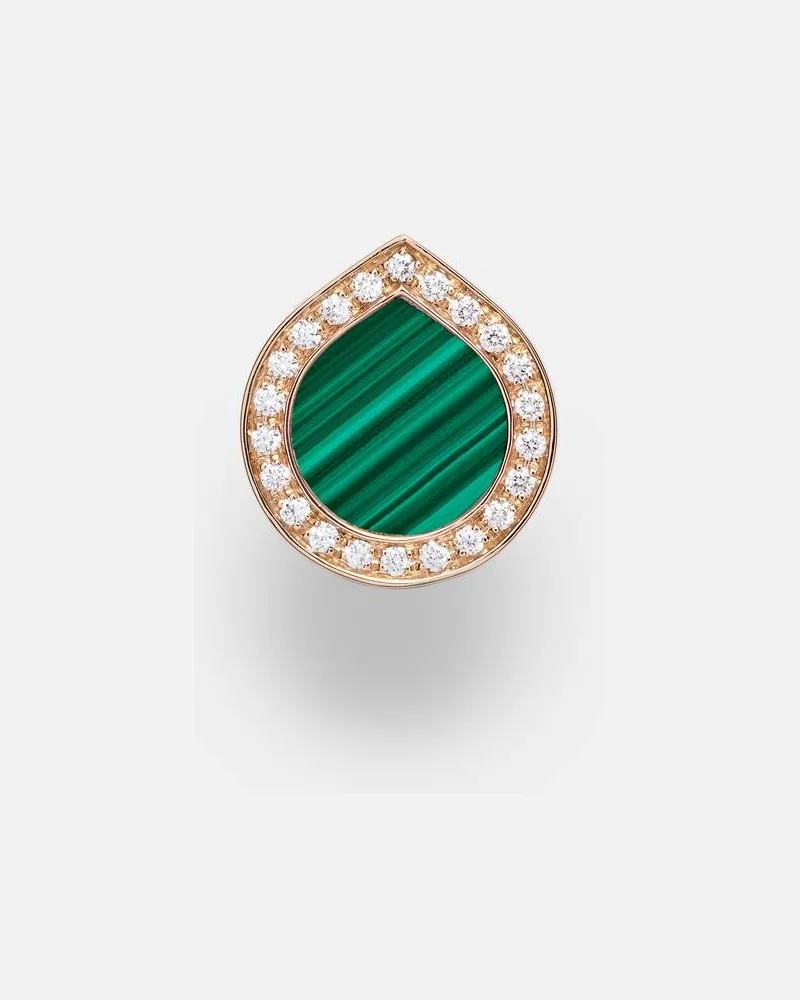Repossi Einzelner Ohrring Antifer aus 18kt Roségold mit Diamanten und Malachit Gold