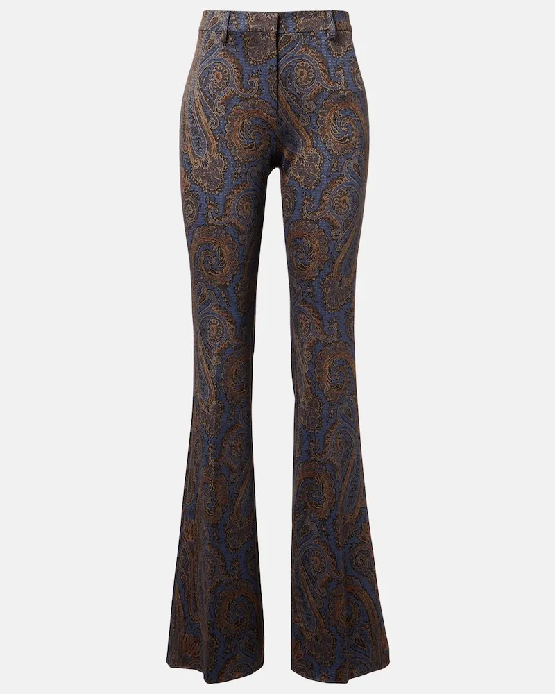 Etro Schlaghose mit Paisley-Muster Blau