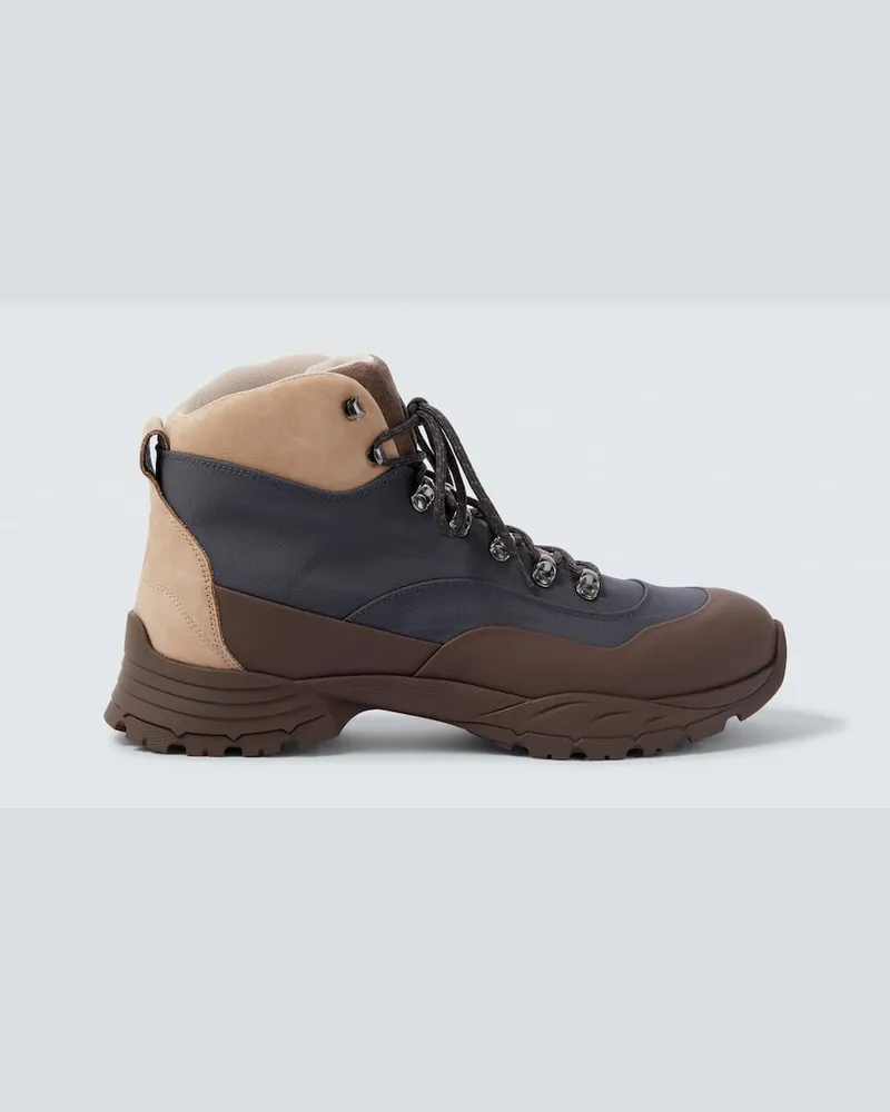 Brunello Cucinelli Schnürstiefel mit Leder Blau