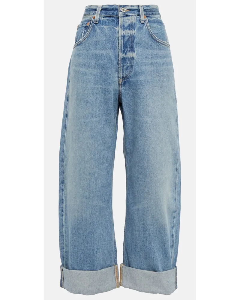 Citizens of humanity Mid-Rise Wide-Leg Cropped Jeans Ayla Blau