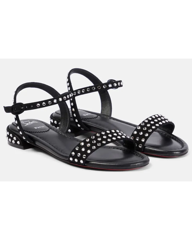 Christian Louboutin Sandalen Sweet Jane Strass Boum aus Veloursleder Schwarz