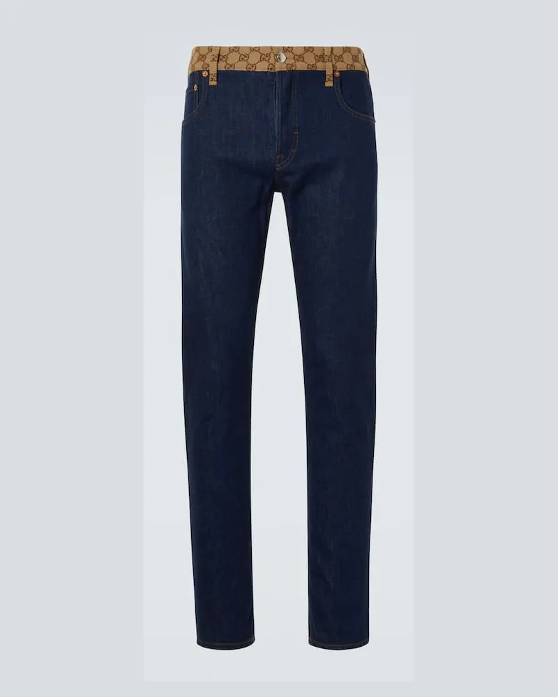 Gucci Mid-Rise Jeans GG Blau