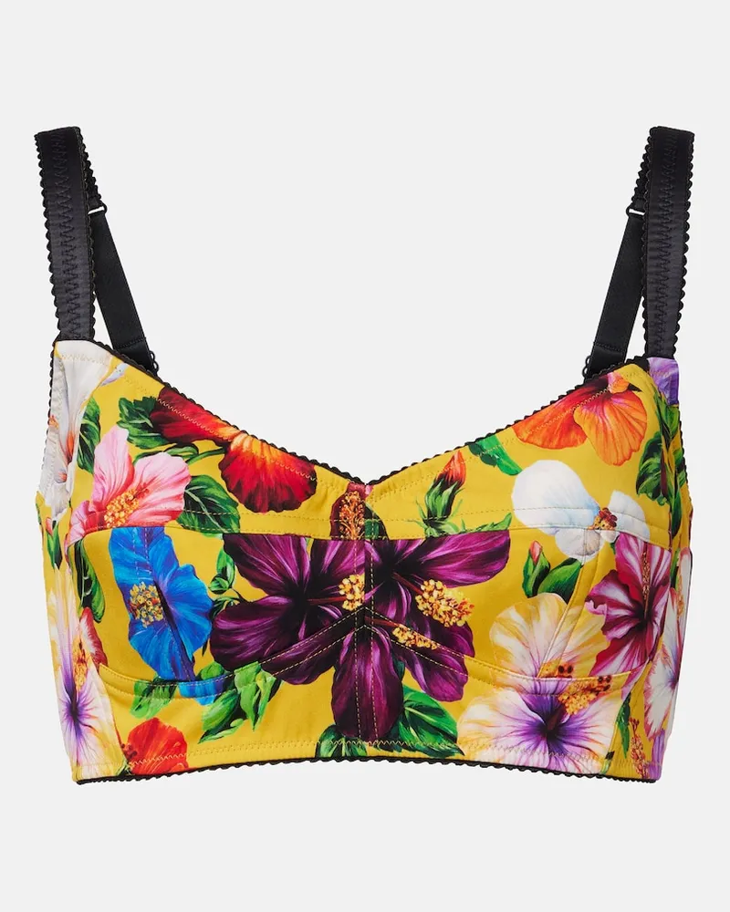 Dolce & Gabbana Cropped-Top aus einem Seidengemisch Multicolor