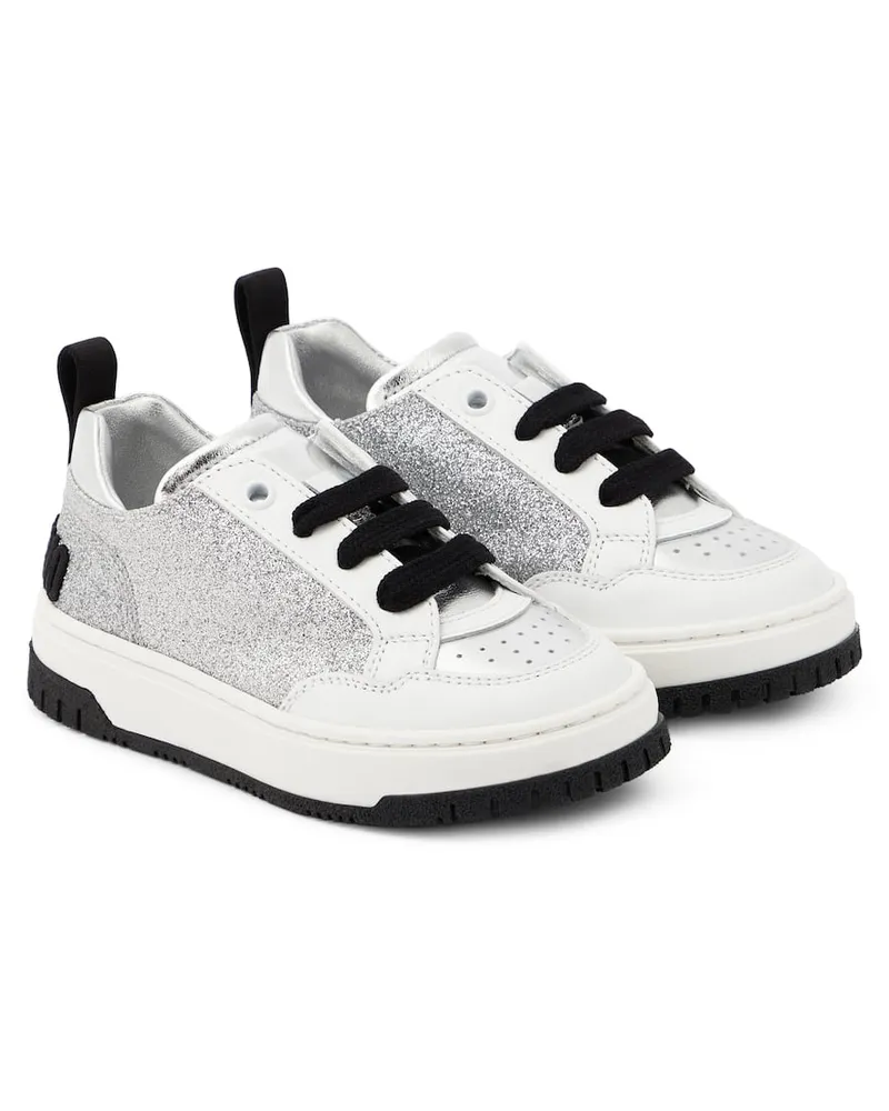 Moschino Sneakers mit Glitter Silber