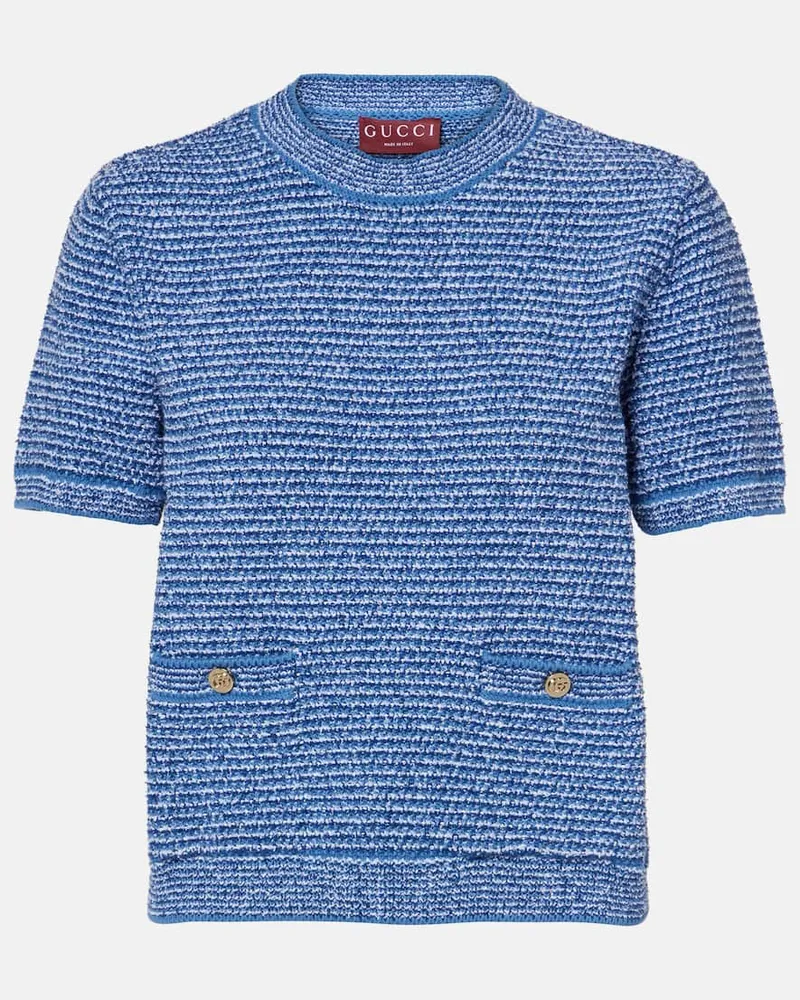 Gucci Top Double G aus einem Baumwollgemisch Blau