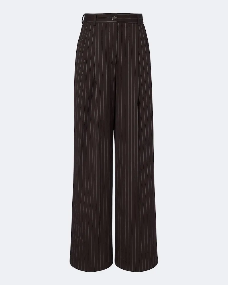 Dolce & Gabbana Weite Hose aus einem Wollgemisch Braun