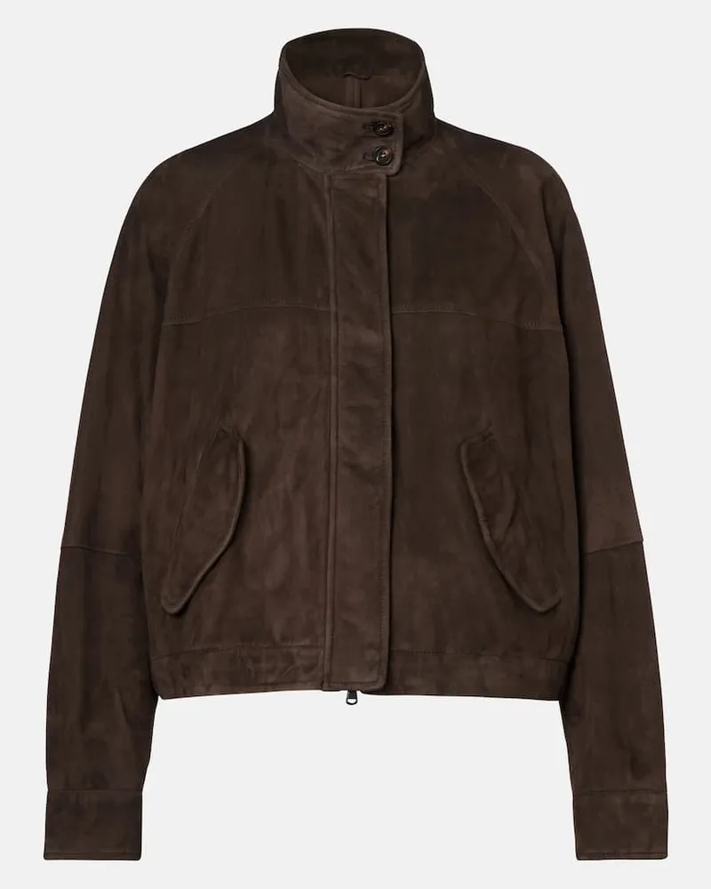 Brunello Cucinelli Bomberjacke aus Veloursleder Braun