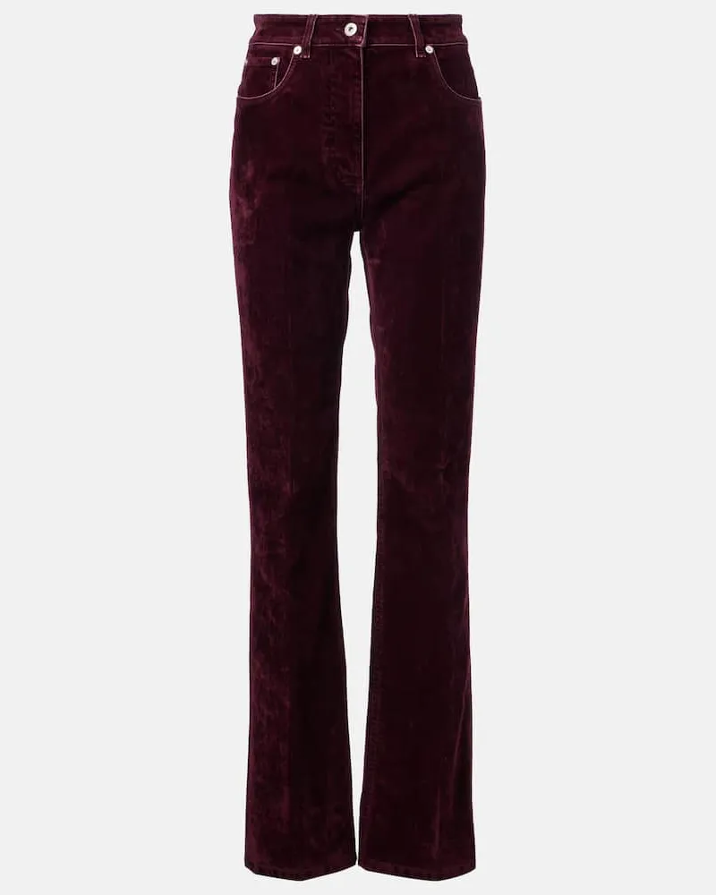 Ferragamo Gerade Mid-Rise-Hose aus Samt Burgund