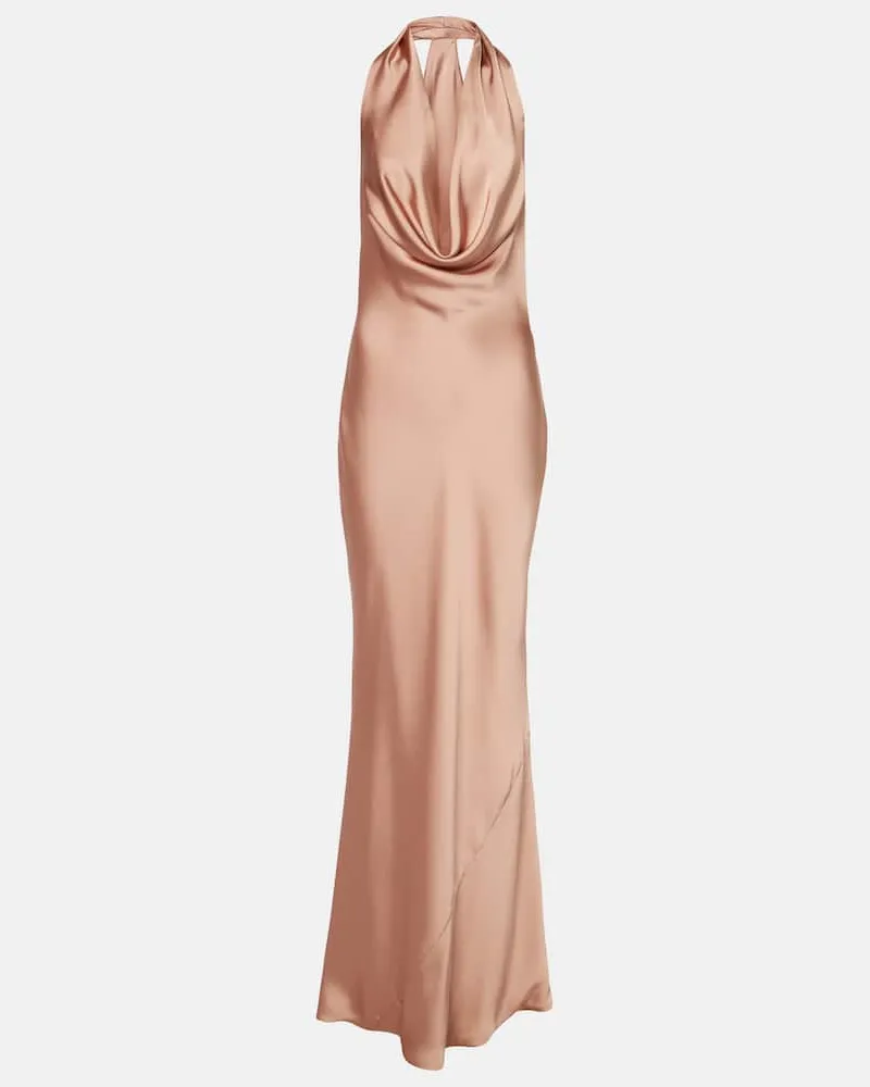 Norma Kamali Robe aus Satin Braun
