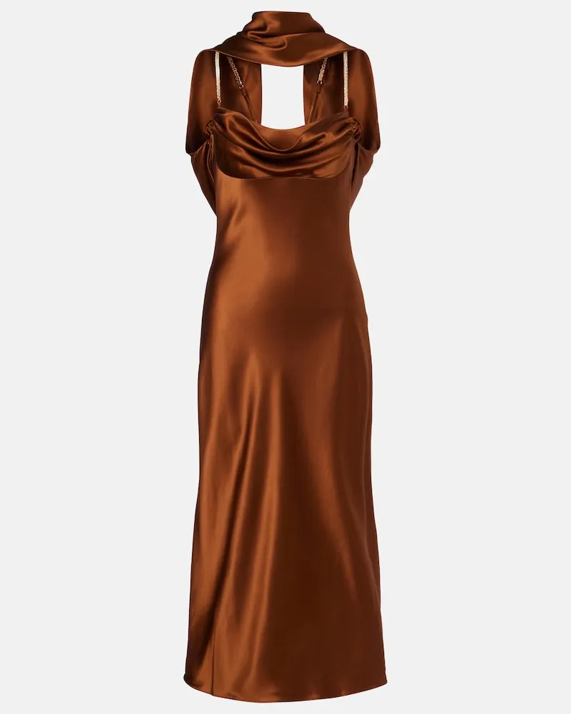 Rebecca Vallance Cocktailkleid Phoenix aus Seidensatin Braun