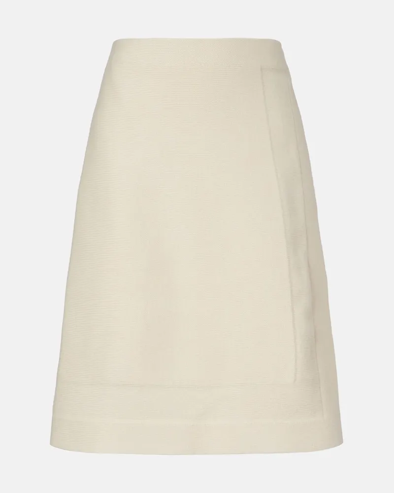Jil Sander Midirock aus einem Wollgemisch Weiß