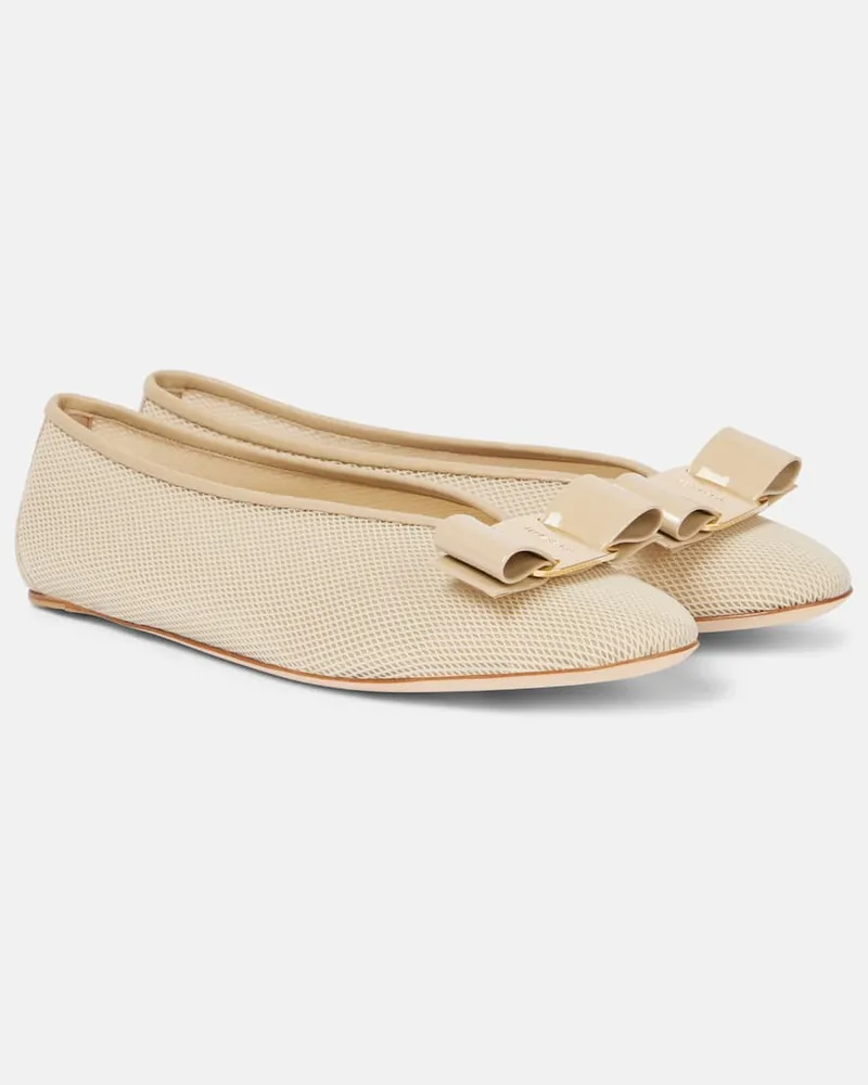 Ferragamo Ballerinas Vanna mit Leder Grau