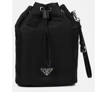 Bucket Bag aus Re-Nylon mit Saffiano-Leder