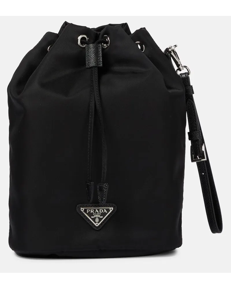 Prada Bucket-Bag aus Nylon Schwarz