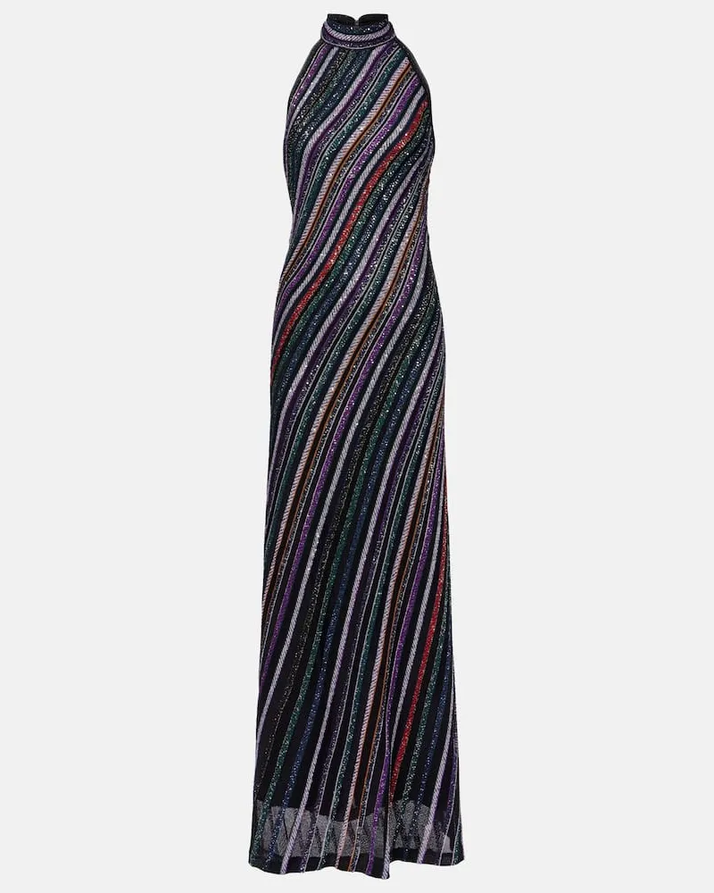 Missoni Robe aus Häkelstrick mit Pailletten Multicolor