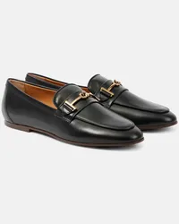 TOD'S Loafers T Ring aus Leder Schwarz