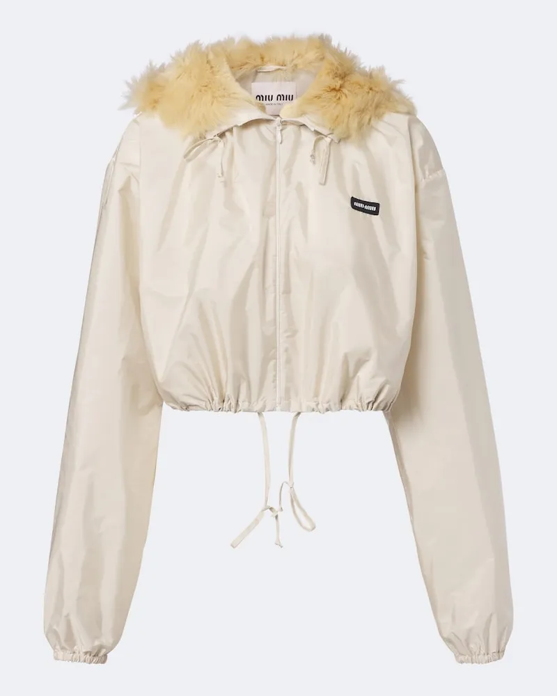 Miu Miu Cropped-Jacke mit Shearling Beige