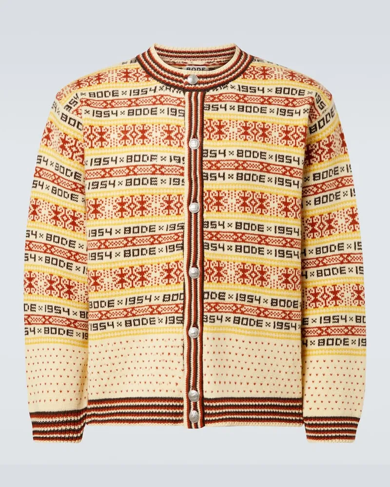 BODE Cardigan Marzipan aus Woll-Jacquard Multicolor