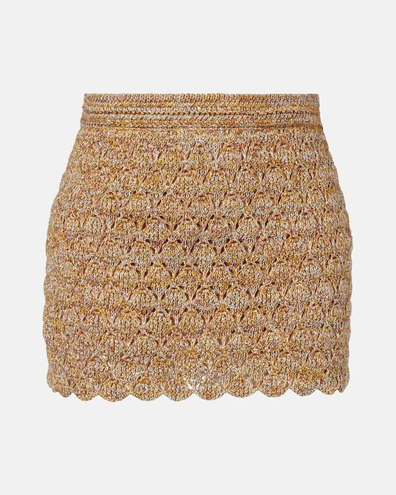 Valentino Garavani Minirock aus Lamé Beige