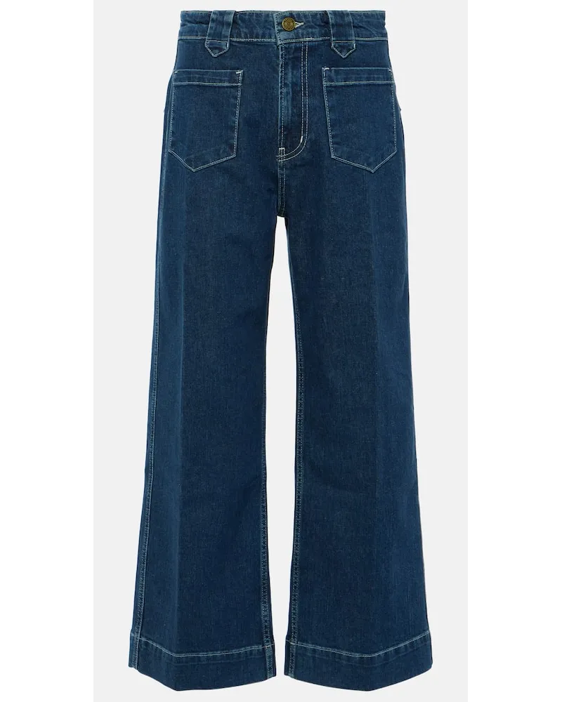 Frame Denim Cropped Straight Jeans Utility Relaxed Blau