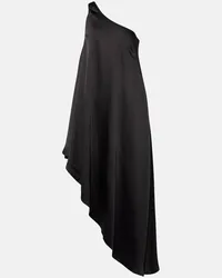 Norma Kamali One-Shoulder-Midikleid aus Satin Schwarz