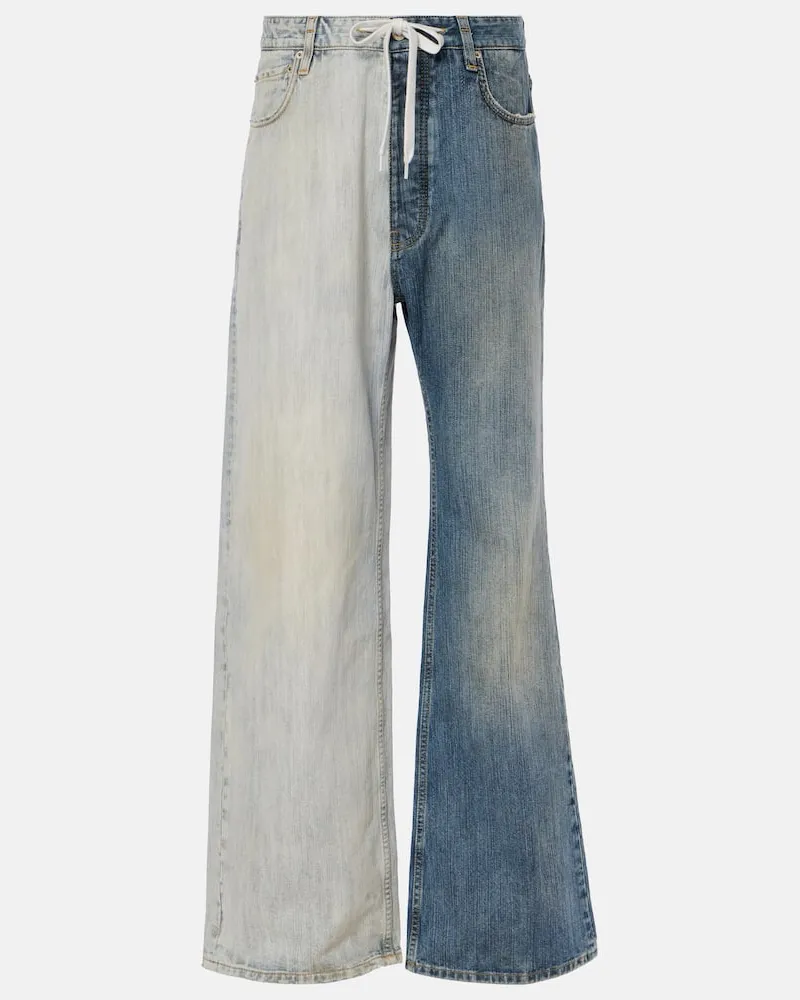 Balenciaga Low-Rise Wide-Leg Jeans Fifty-Fifty Multicolor