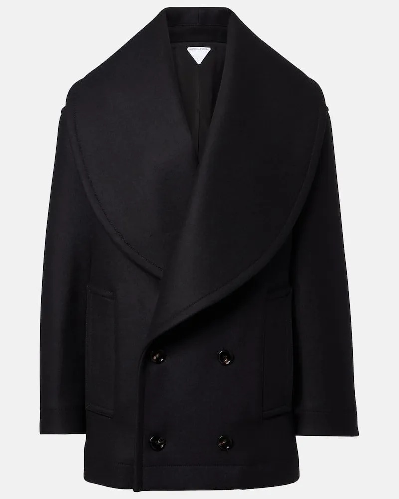 Bottega Veneta Mantel aus Wolle Schwarz