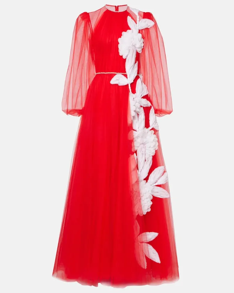 COSTARELLOS Bestickte Robe Rot