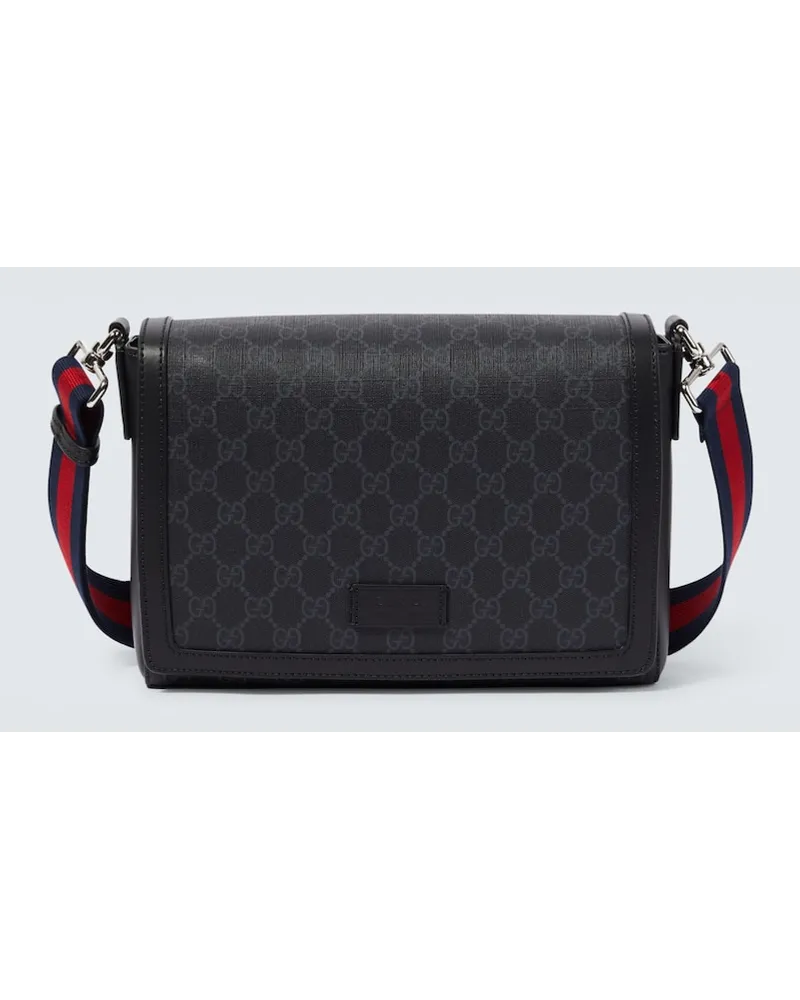 Gucci Messenger Bag GG mit Leder Grau