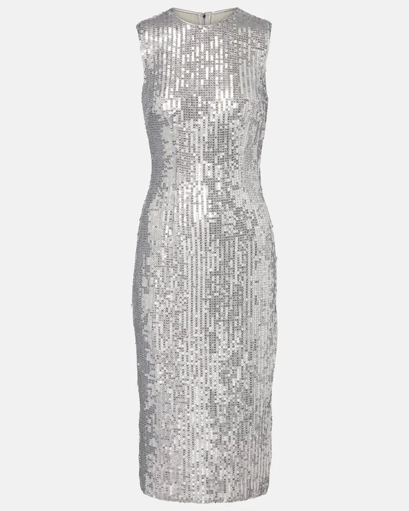 Dolce & Gabbana Midikleid mit Pailletten Silber