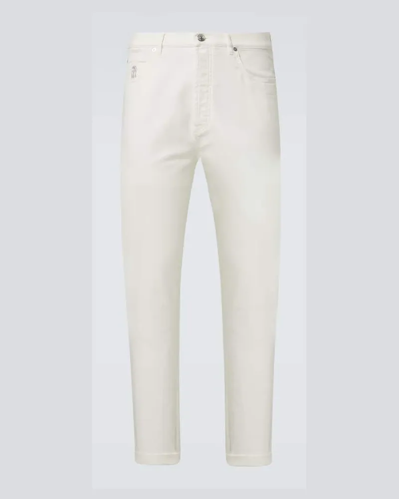 Brunello Cucinelli High-Rise Slim Jeans Weiß