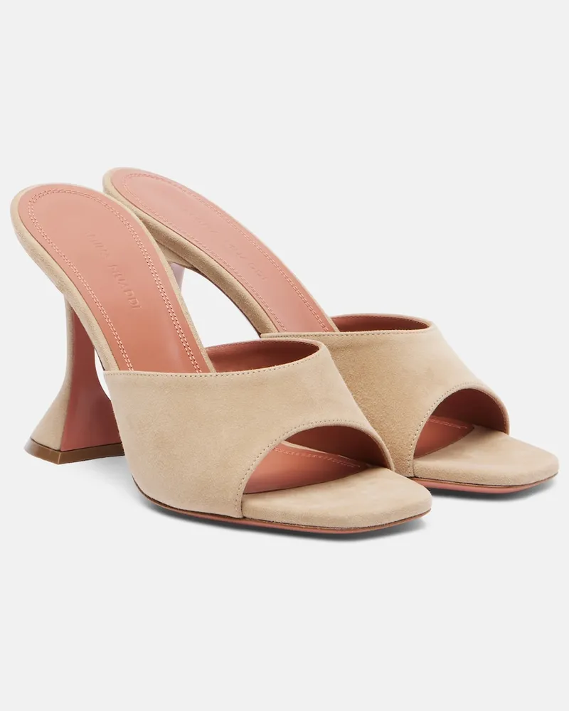 Amina Muaddi Pantoletten Lupita aus Veloursleder Beige