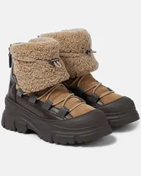 Brunello Cucinelli Schneestiefel aus Veloursleder mit Shearling Multicolor