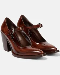 Prada Mary-Jane-Pumps aus Leder Braun