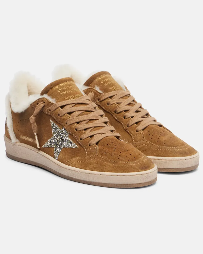 Golden Goose Sneakers Ball Star aus Veloursleder mit Shearling Braun