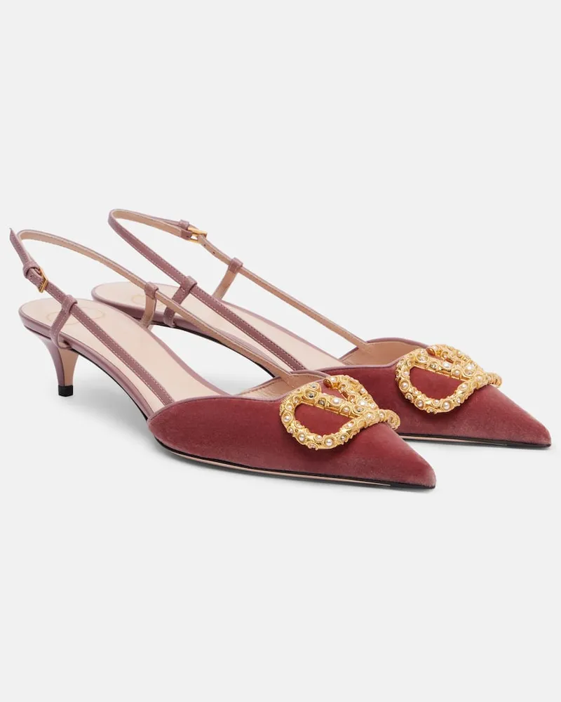 Valentino Garavani Slingback-Pumps VLogo 40 aus Samt Rosa