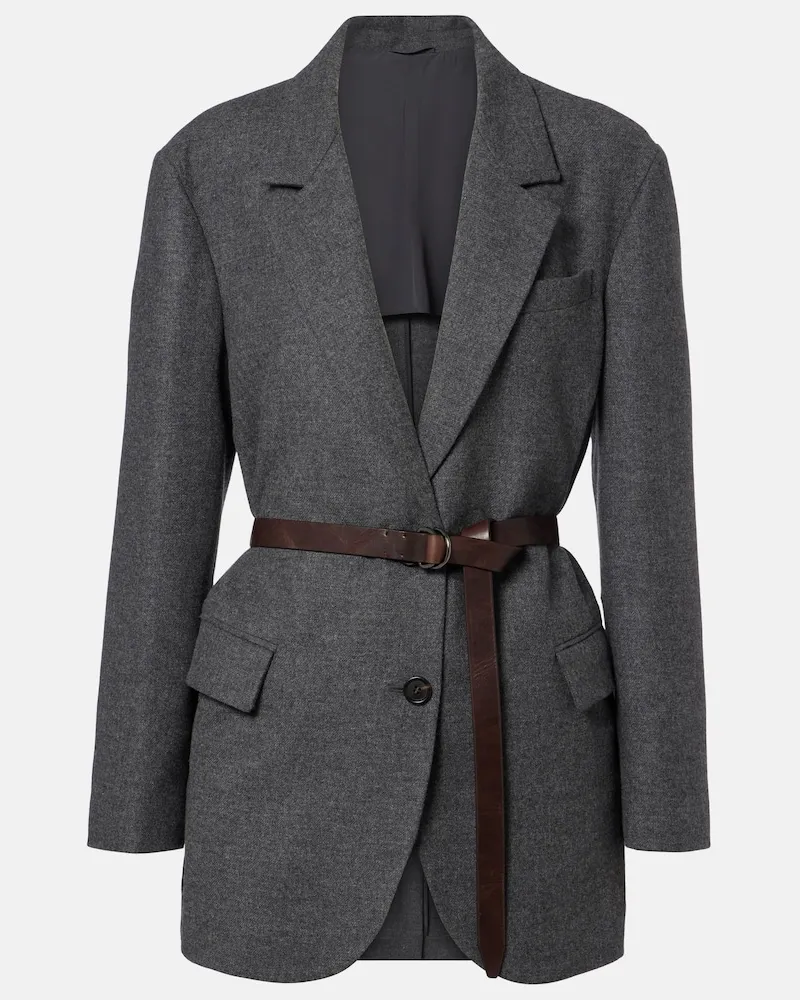 Brunello Cucinelli Blazer aus Wolle und Kaschmir Grau